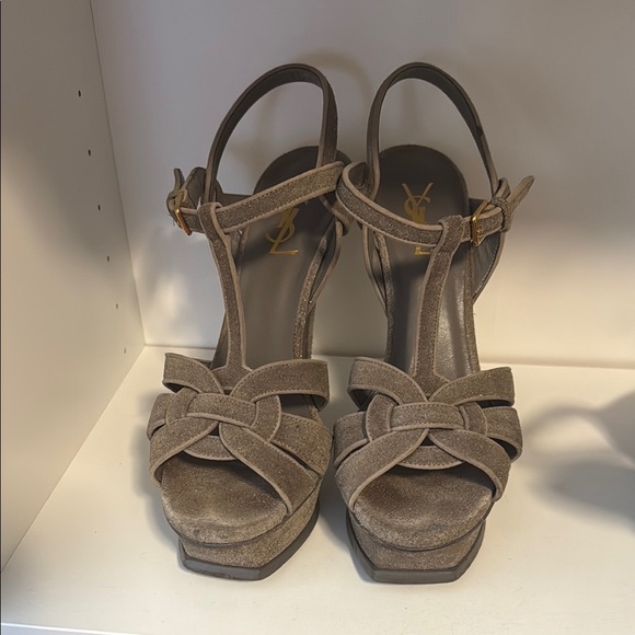 Yves Saint Laurent Taupe Strappy Sandals - Picture 2 of 6